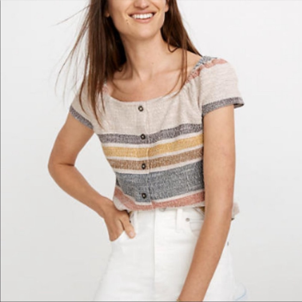 Madewell Texture & Thread Button-Front Top | XL